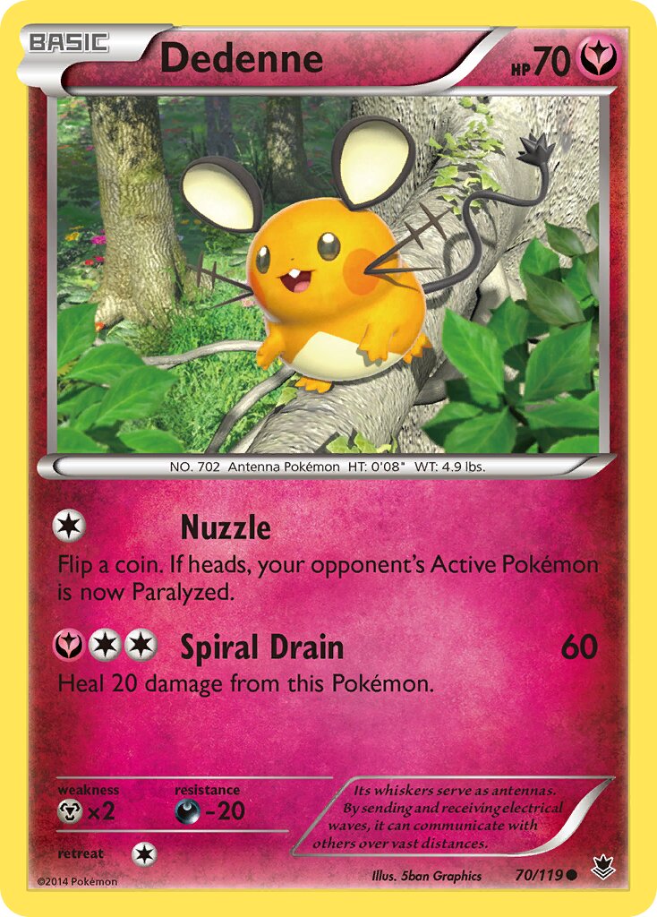 Dedenne 070/124 — Phantom Forces (English Pokémon TCG card)