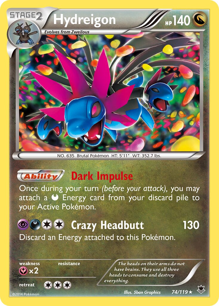 Hydreigon 074/124 — Phantom Forces (English Pokémon TCG card)