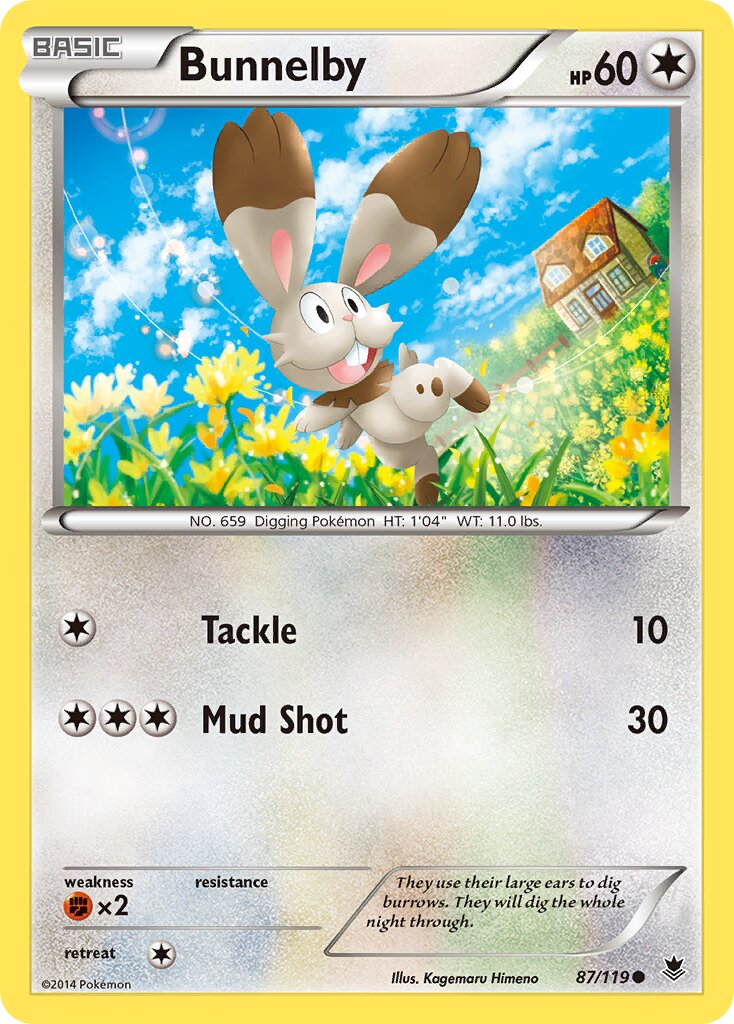Bunnelby 087/124 — Phantom Forces (English Pokémon TCG card)