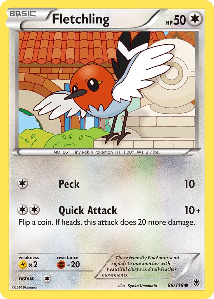 Fletchling 089/124 — Phantom Forces (English Pokémon TCG card)