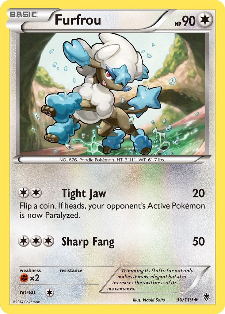 Furfrou 090/124 — Phantom Forces (English Pokémon TCG card)
