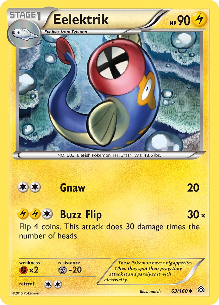 Eelektrik 063/164 — Primal Clash (English Pokémon TCG card)