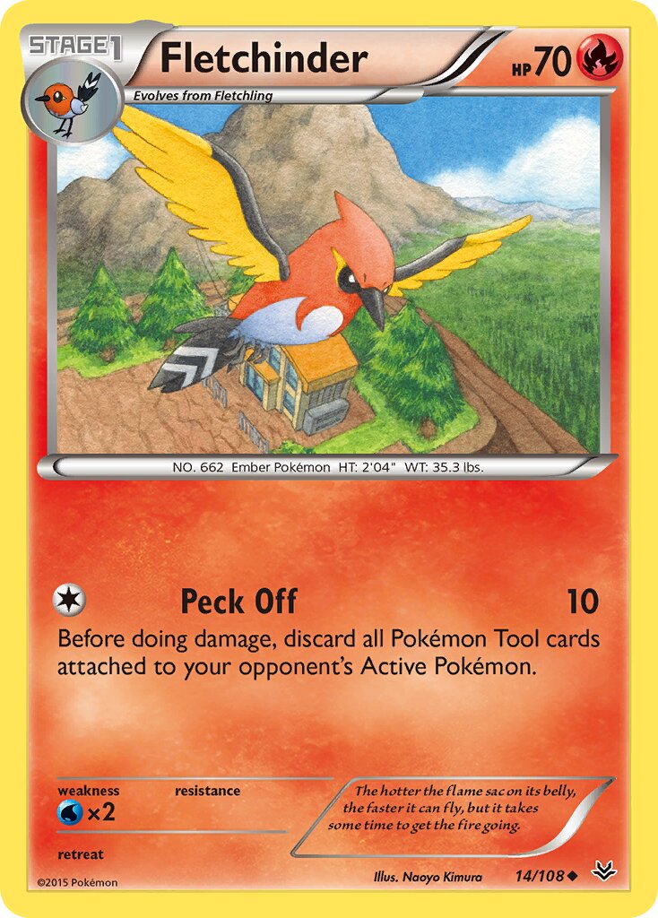 Fletchinder 014/112 — Roaring Skies (English Pokémon TCG card)