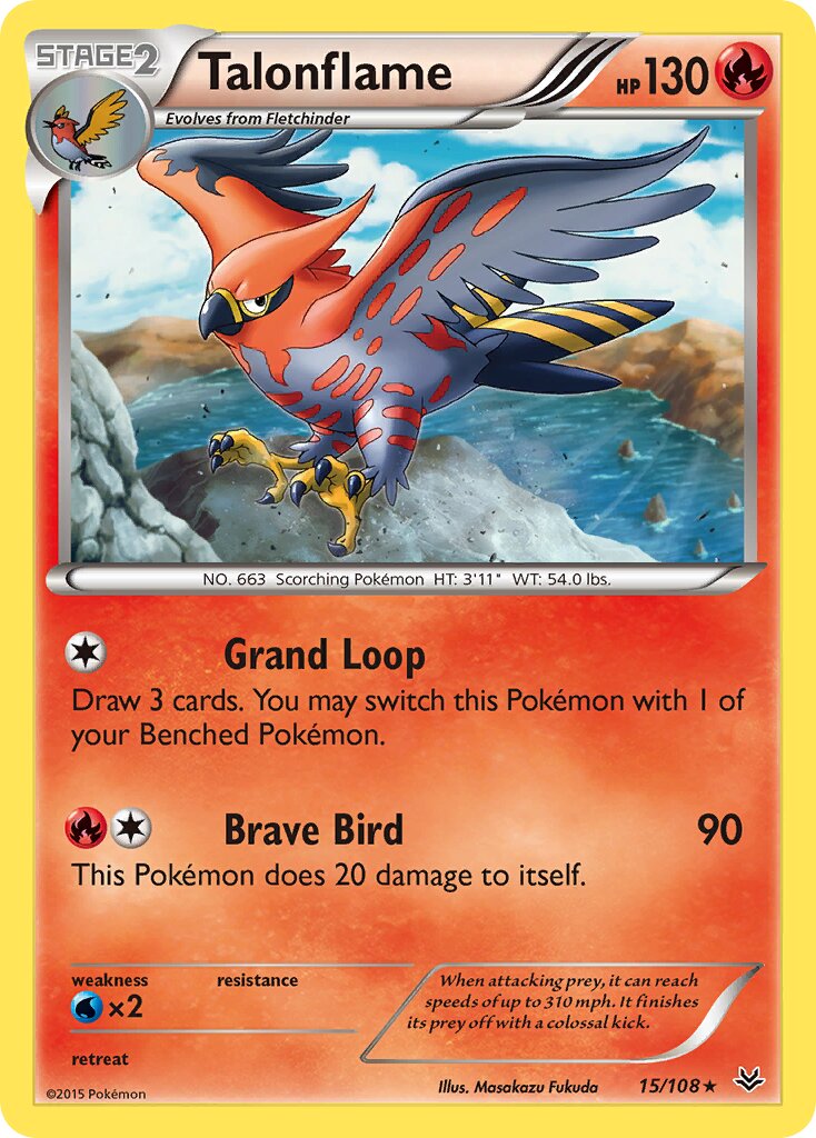 Talonflame 015/112 — Roaring Skies (English Pokémon TCG card)
