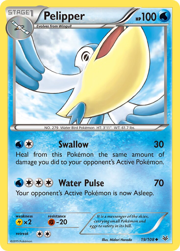 Pelipper 019/112 — Roaring Skies (English Pokémon TCG card)