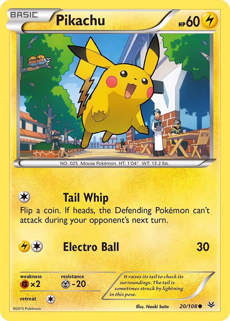 Pikachu 020/112 — Roaring Skies (English Pokémon TCG card)