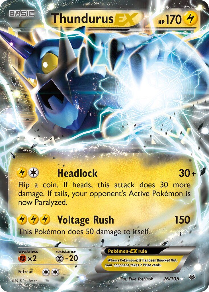 Thundurus-EX 026/112 — Roaring Skies (English Pokémon TCG card)