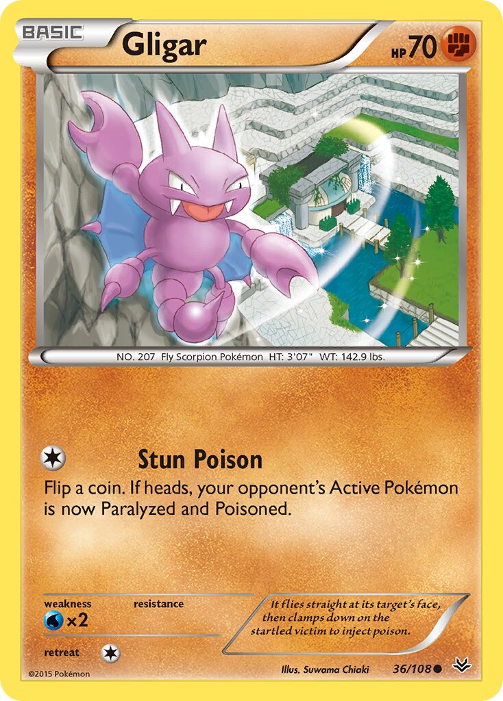 Gligar 036/112 — Roaring Skies (English Pokémon TCG card)