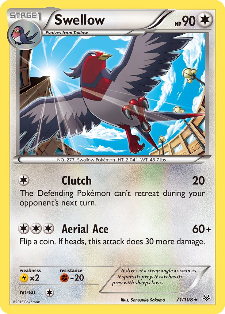 Swellow 071/112 — Roaring Skies (English Pokémon TCG card)