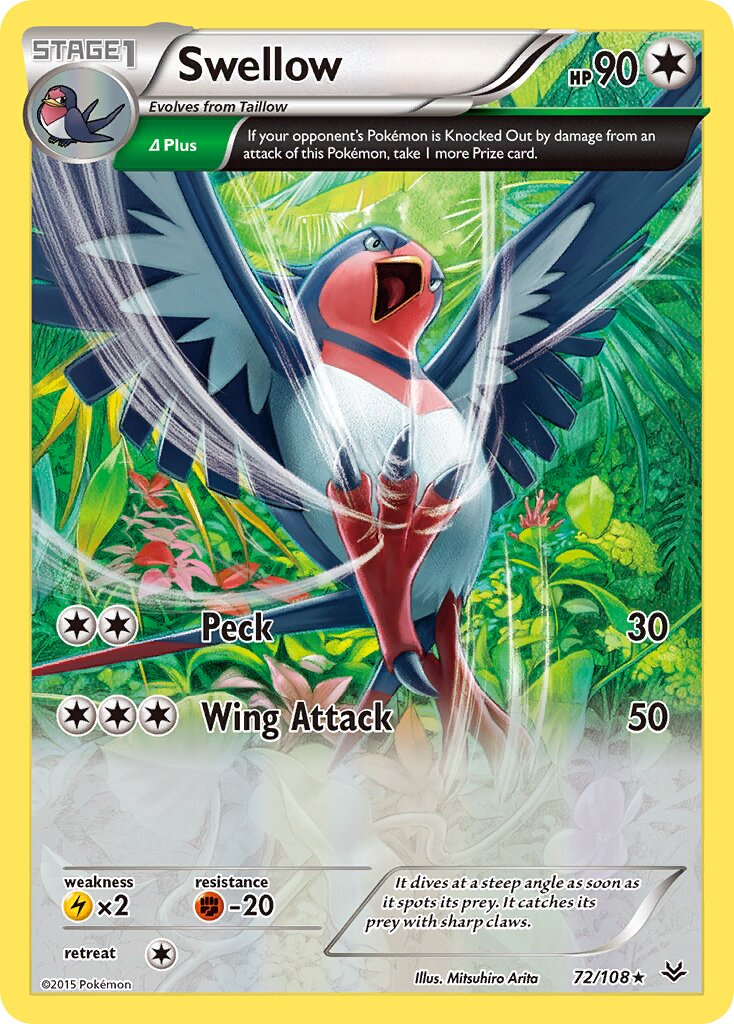 Swellow 072/112 — Roaring Skies (English Pokémon TCG card)