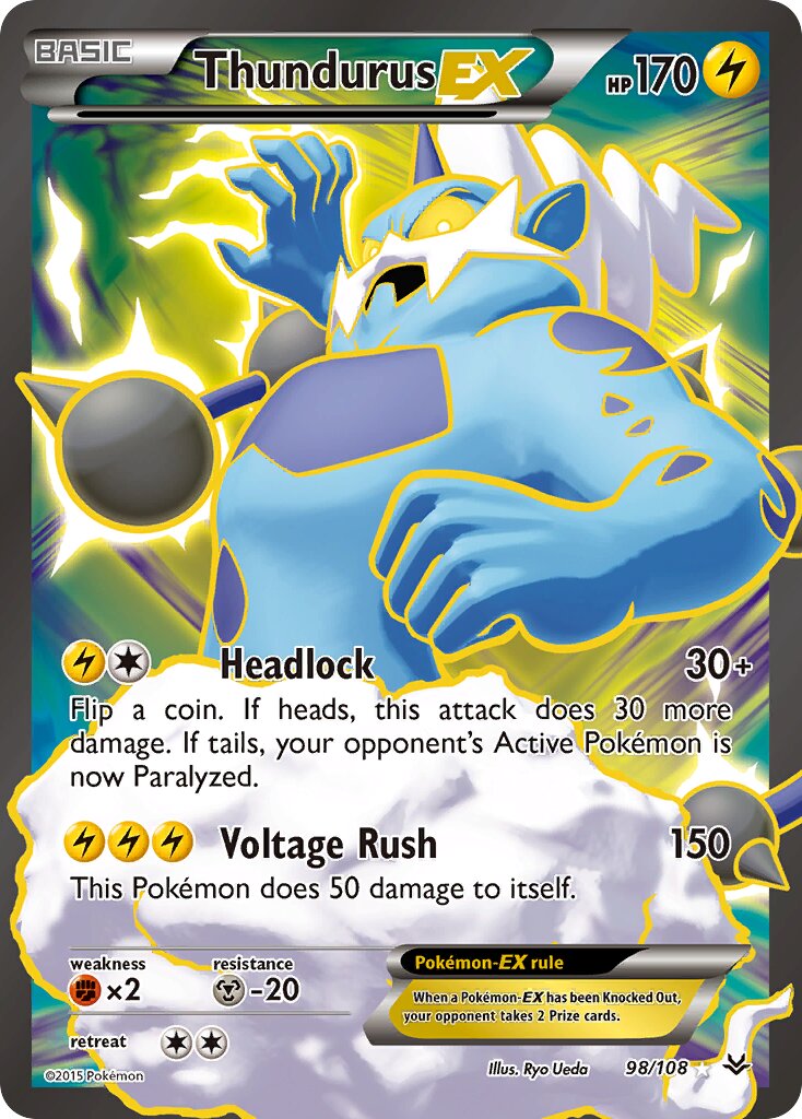 Thundurus-EX 098/112 — Roaring Skies (English Pokémon TCG card)