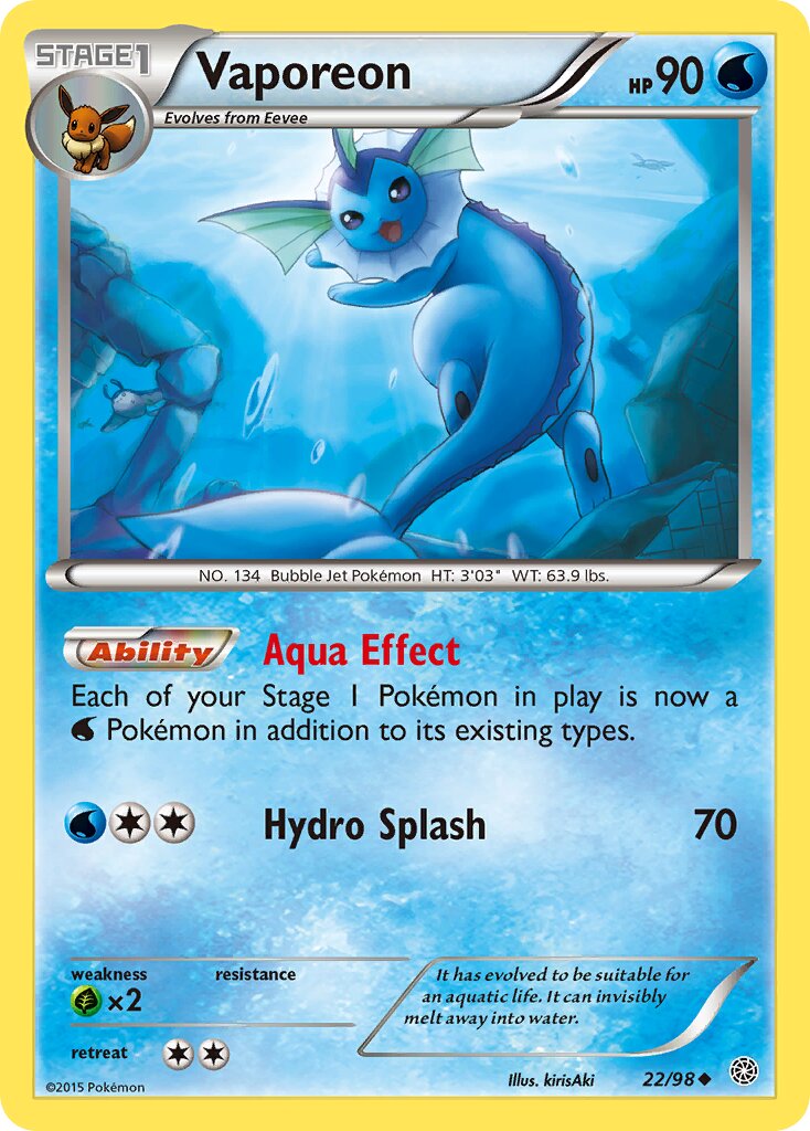 Vaporeon 022/101 — Ancient Origins (English Pokémon TCG card)