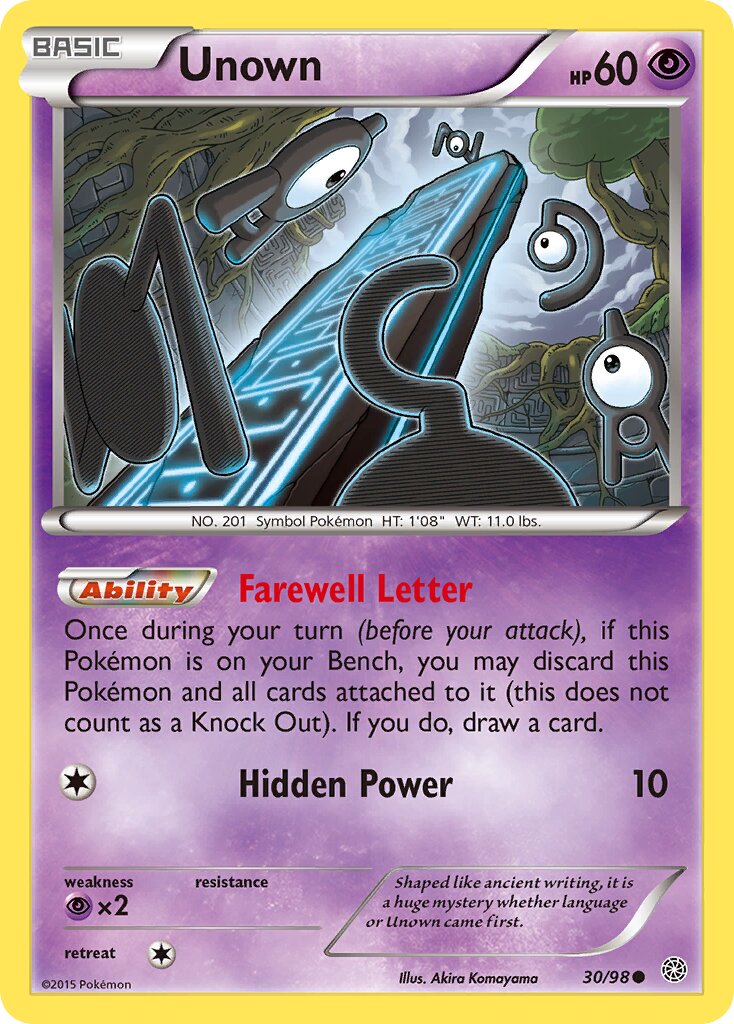 Unown 030/101 — Ancient Origins (English Pokémon TCG card)