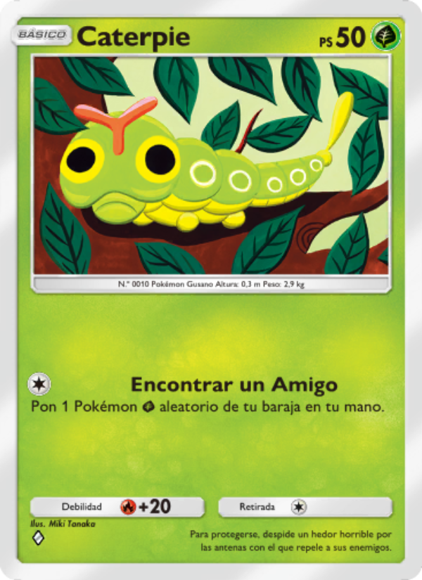 Caterpie 005 — Genes Formidables (Spanish Pokémon TCG card)