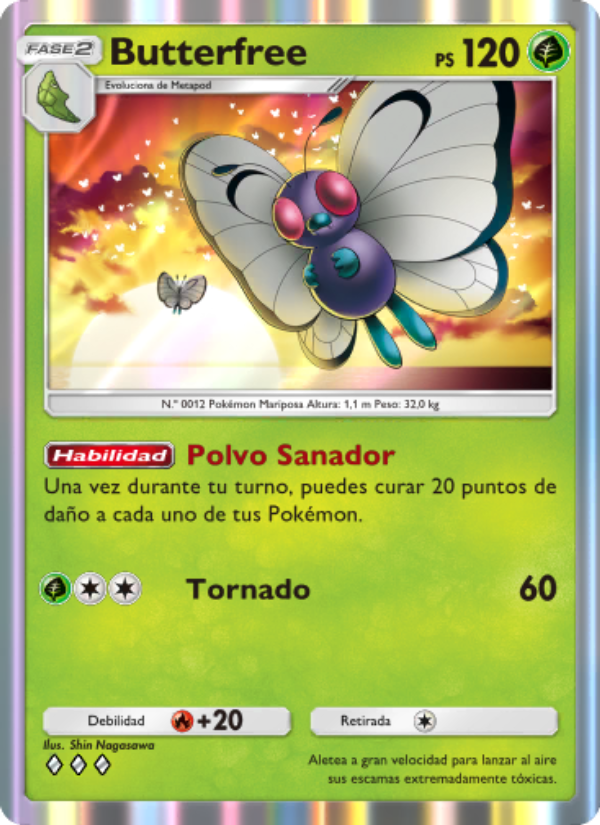 Butterfree 007 — Genes Formidables (Spanish Pokémon TCG card)