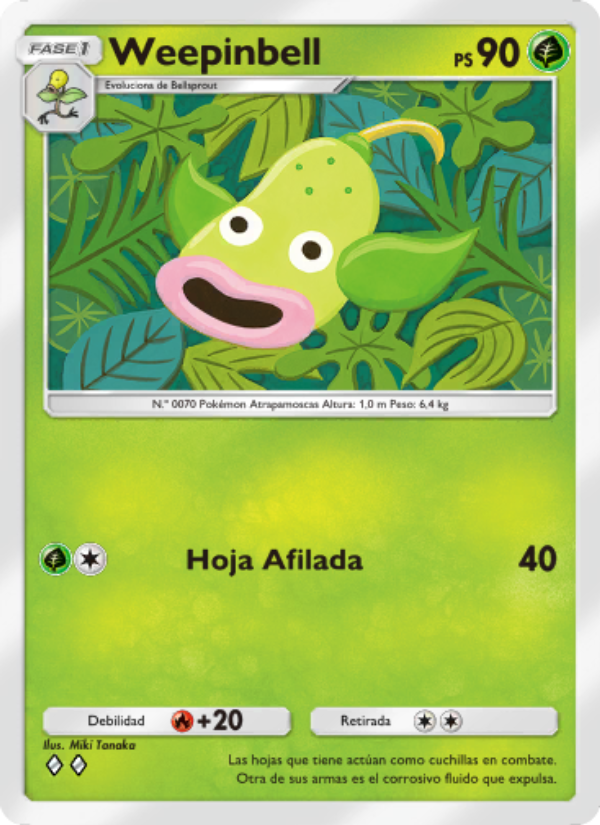 Weepinbell 019 — Genes Formidables (Spanish Pokémon TCG card)
