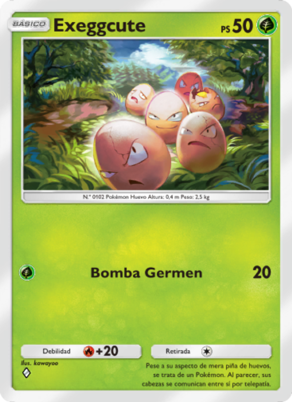 Exeggcute 021 — Genes Formidables (Spanish Pokémon TCG card)