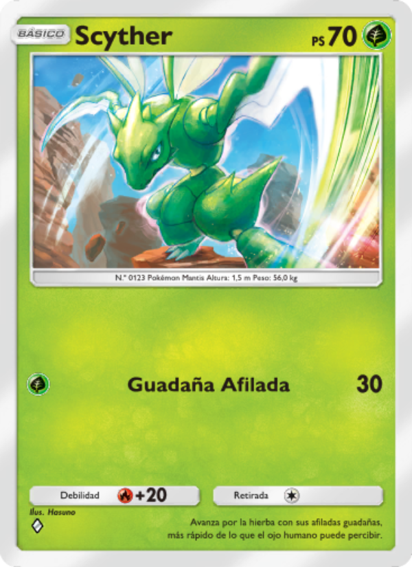Scyther 025 — Genes Formidables (Spanish Pokémon TCG card)