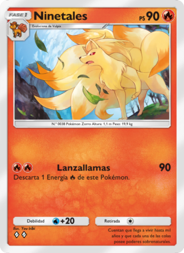Ninetales 038 — Genes Formidables (Spanish Pokémon TCG card)
