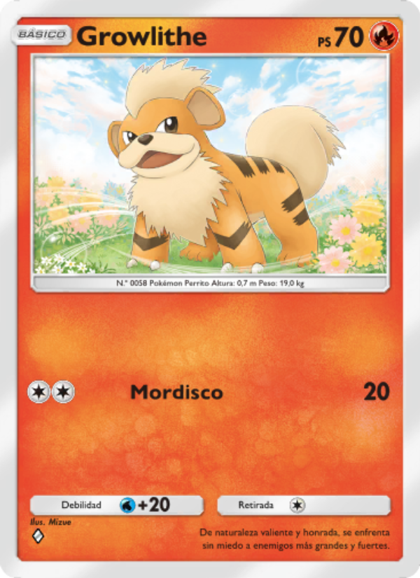 Growlithe 039 — Genes Formidables (Spanish Pokémon TCG card)