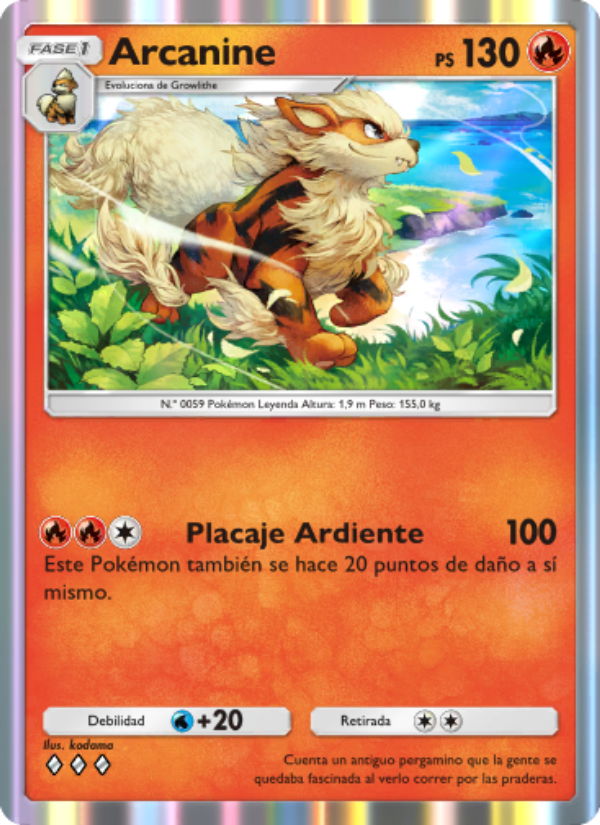 Arcanine 040 — Genes Formidables (Spanish Pokémon TCG card)
