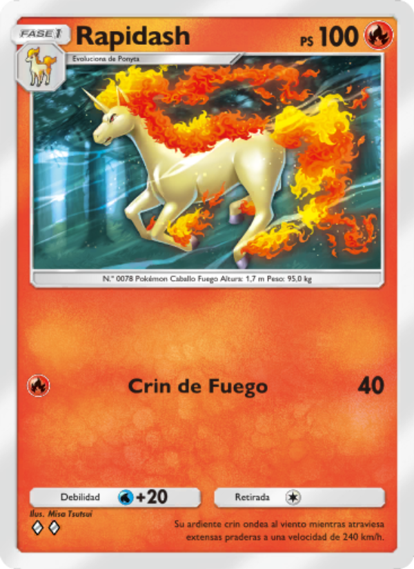 Rapidash 043 — Genes Formidables (Spanish Pokémon TCG card)