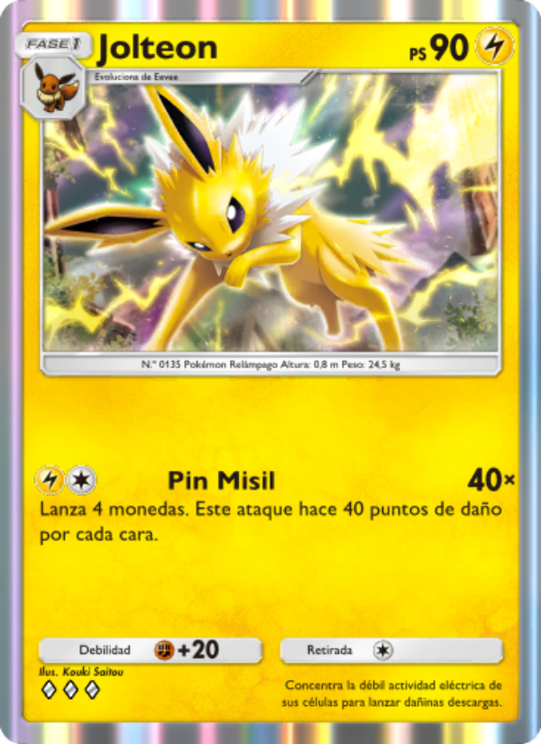 Jolteon 102 — Genes Formidables (Spanish Pokémon TCG card)