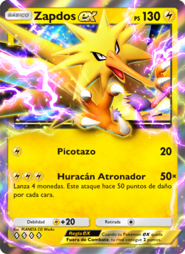 Zapdos ex 104 — Genes Formidables (Spanish Pokémon TCG card)