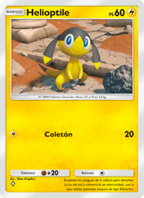 Helioptile 110 — Genes Formidables (Spanish Pokémon TCG card)