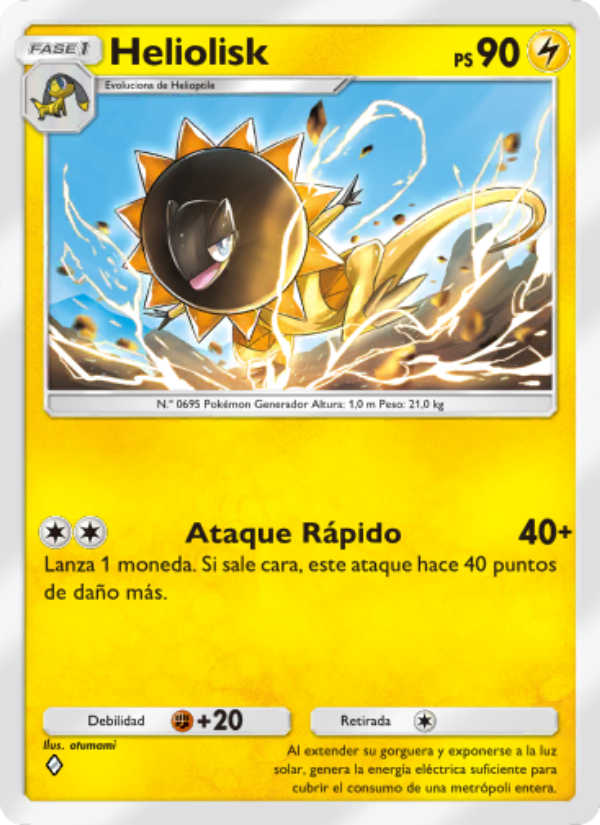 Heliolisk 111 — Genes Formidables (Spanish Pokémon TCG card)