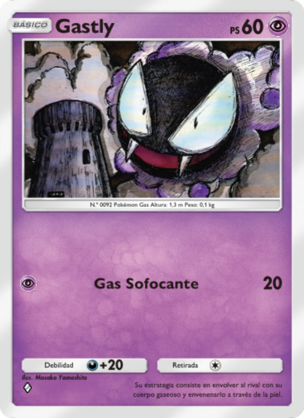 Gastly 120 — Genes Formidables (Spanish Pokémon TCG card)