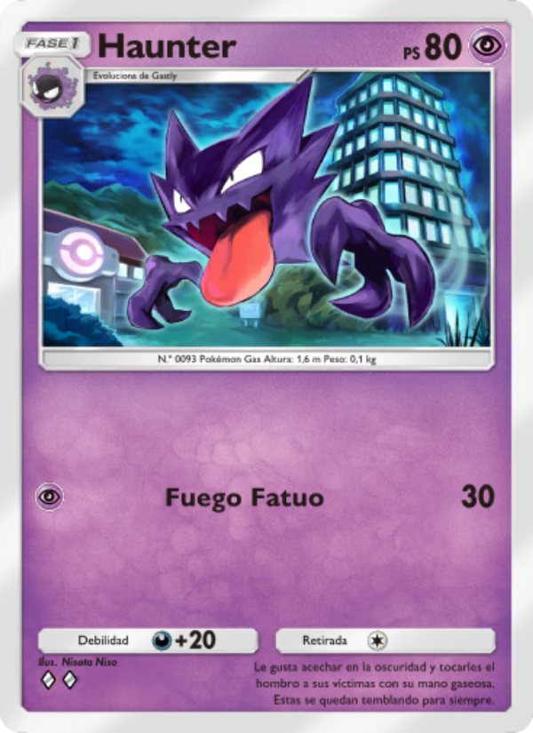 Haunter 121 — Genes Formidables (Spanish Pokémon TCG card)