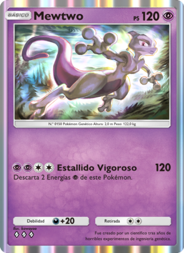 Mewtwo 128 — Genes Formidables (Spanish Pokémon TCG card)