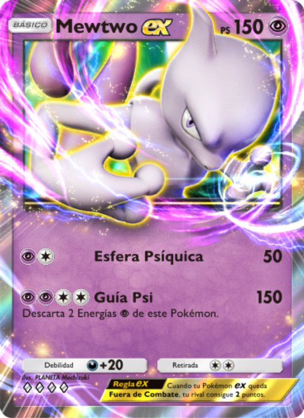 Mewtwo ex 129 — Genes Formidables (Spanish Pokémon TCG card)