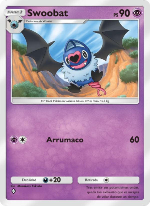 Swoobat 134 — Genes Formidables (Spanish Pokémon TCG card)
