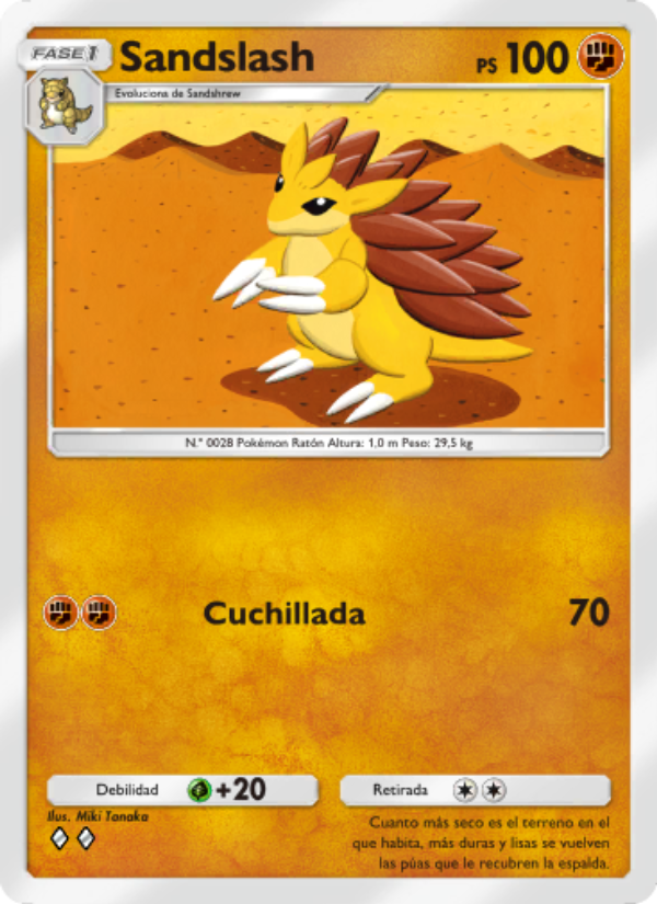 Sandslash 138 — Genes Formidables (Spanish Pokémon TCG card)