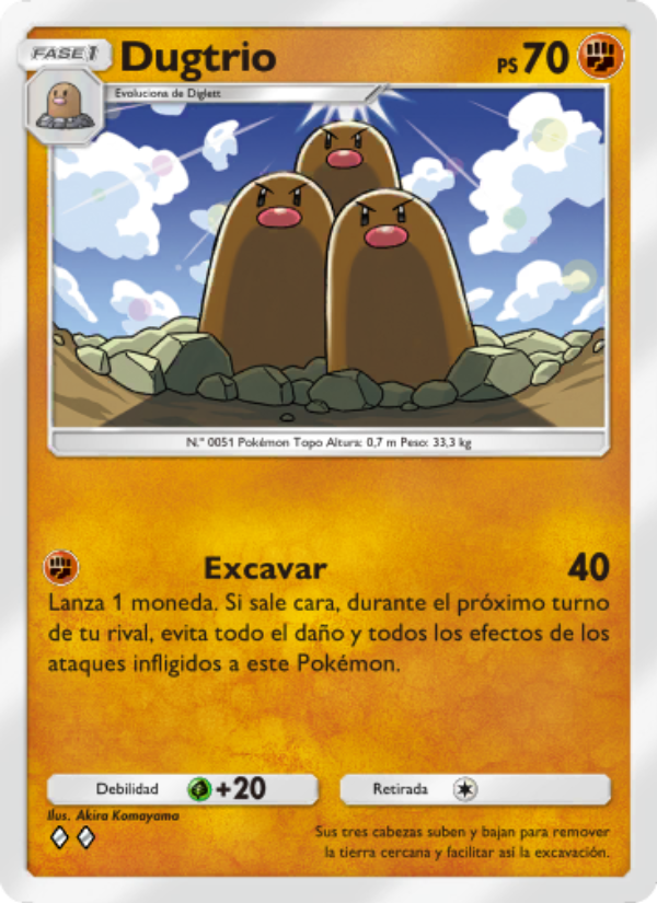 Dugtrio 140 — Genes Formidables (Spanish Pokémon TCG card)