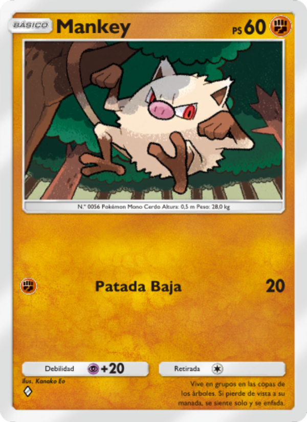Mankey 141 — Genes Formidables (Spanish Pokémon TCG card)