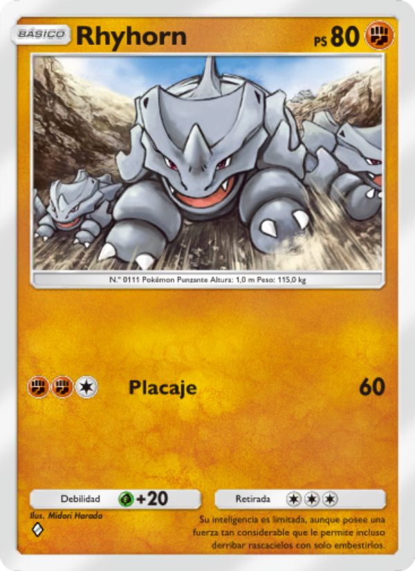 Rhyhorn 156 — Genes Formidables (Spanish Pokémon TCG card)