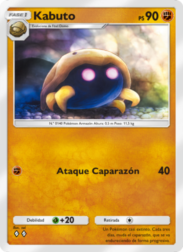 Kabuto 158 — Genes Formidables (Spanish Pokémon TCG card)