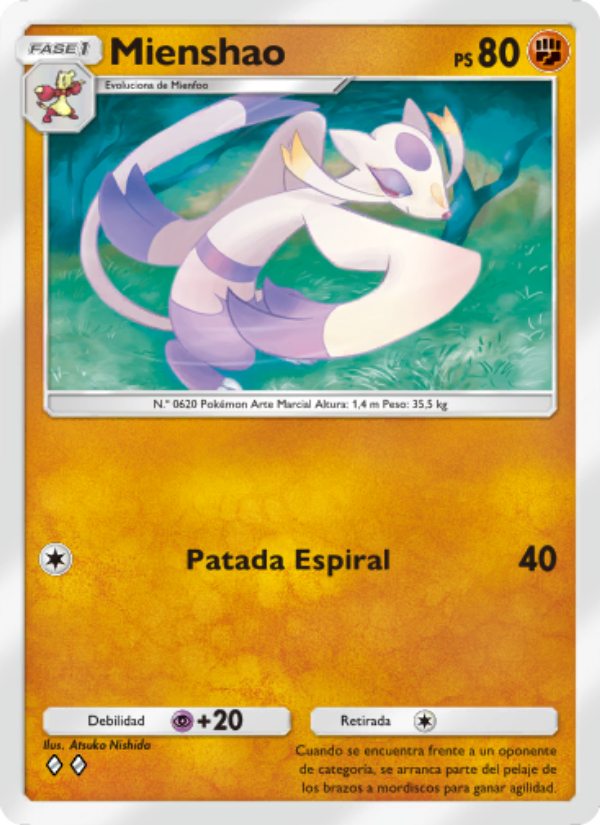 Mienshao 161 — Genes Formidables (Spanish Pokémon TCG card)
