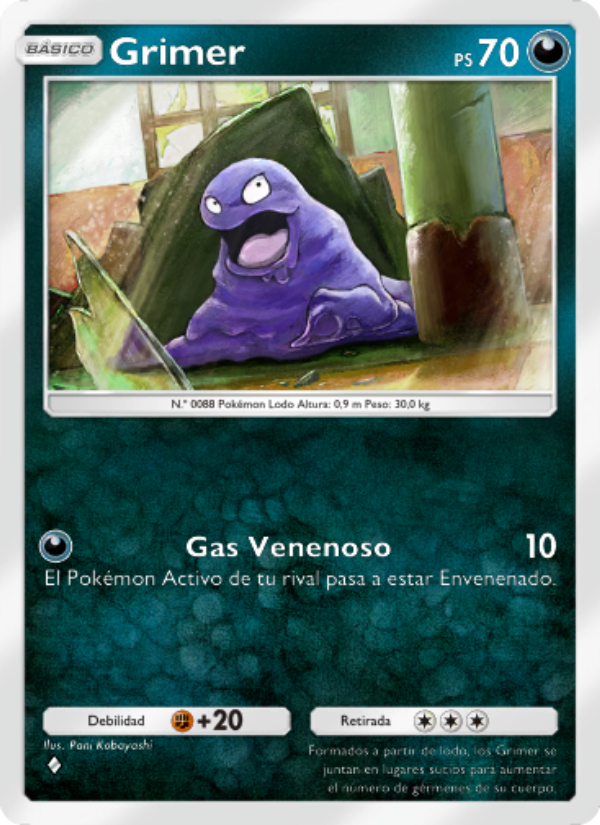 Grimer 174 — Genes Formidables (Spanish Pokémon TCG card)
