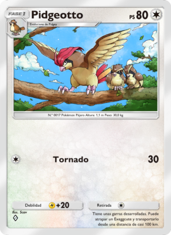 Pidgeotto 187 — Genes Formidables (Spanish Pokémon TCG card)