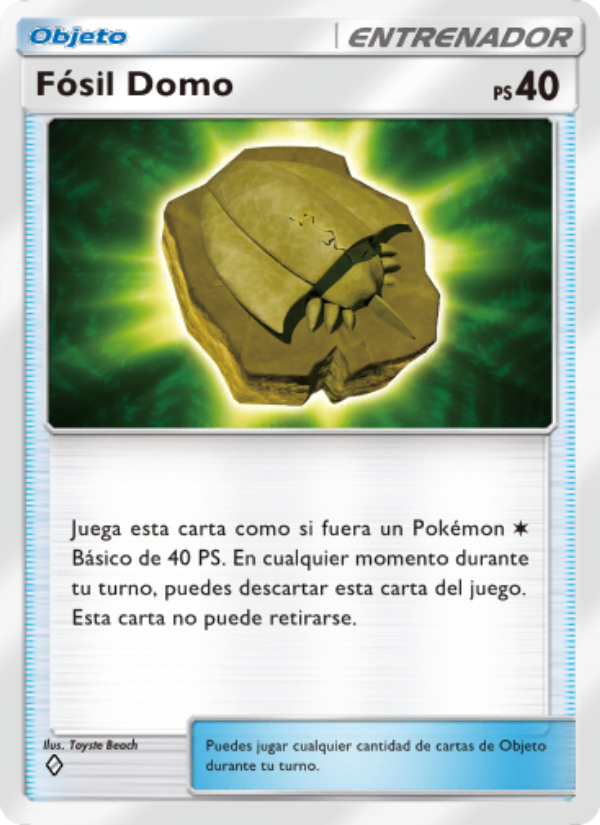 Fósil Domo 217 — Genes Formidables (Spanish Pokémon TCG card)