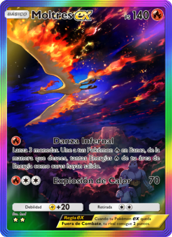 Moltres ex 274 — Genes Formidables (Spanish Pokémon TCG card)