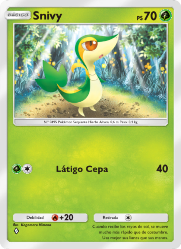 Snivy 004 — La Isla Singular (Spanish Pokémon TCG card)