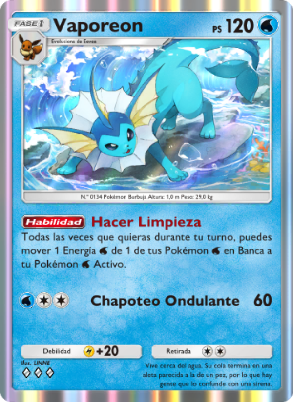 Vaporeon 019 — La Isla Singular (Spanish Pokémon TCG card)