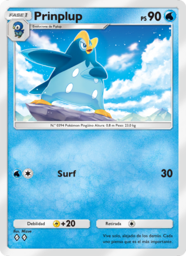 Prinplup 036 — Pugna Espaciotemporal (Spanish Pokémon TCG card)