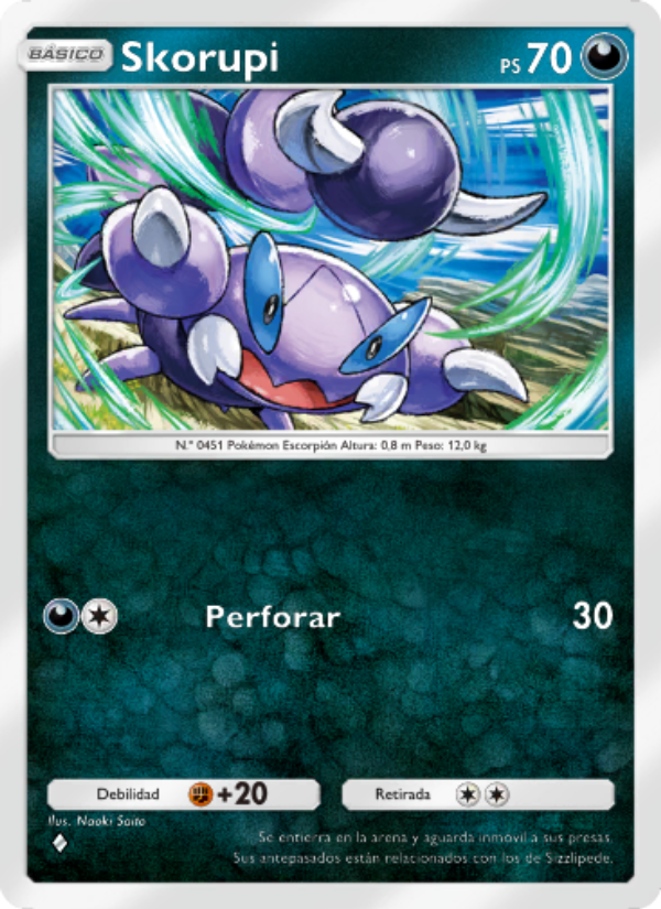 Skorupi 105 — Pugna Espaciotemporal (Spanish Pokémon TCG card)