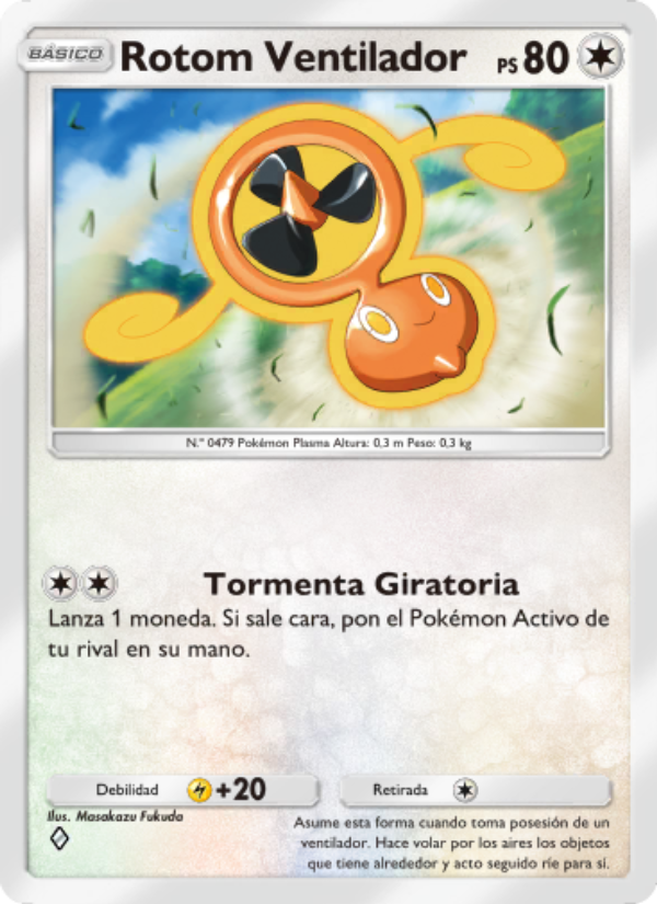 Rotom Ventilador 142 — Pugna Espaciotemporal (Spanish Pokémon TCG card)